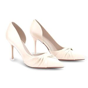 (28-4495) ZBY Closed Pointed Toe Bowknot Pumps Wedding Shoes Sz 11